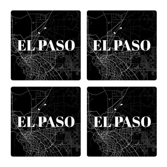 Minimalistic B&W Texas El Paso Map | Absorbent Coasters | Set of 4 | Min 2