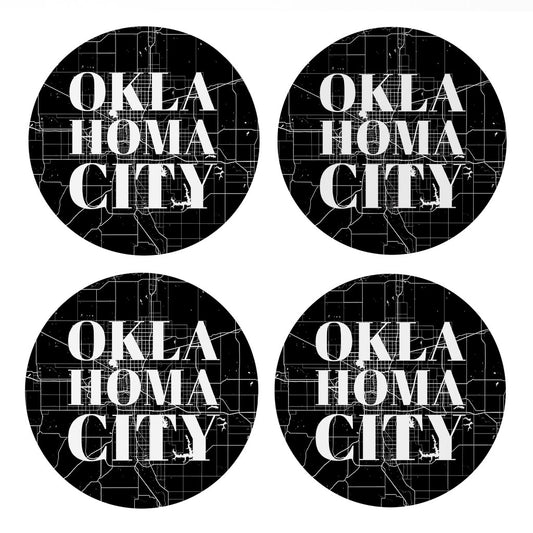 Modern Oklahoma City Map | Absorbent Coasters | Set of 4 | Min 2