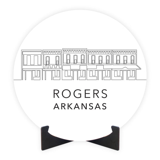 Minimalist B&W Arkansas Rogers Skyline | Wood Sign | Eaches | Min 1