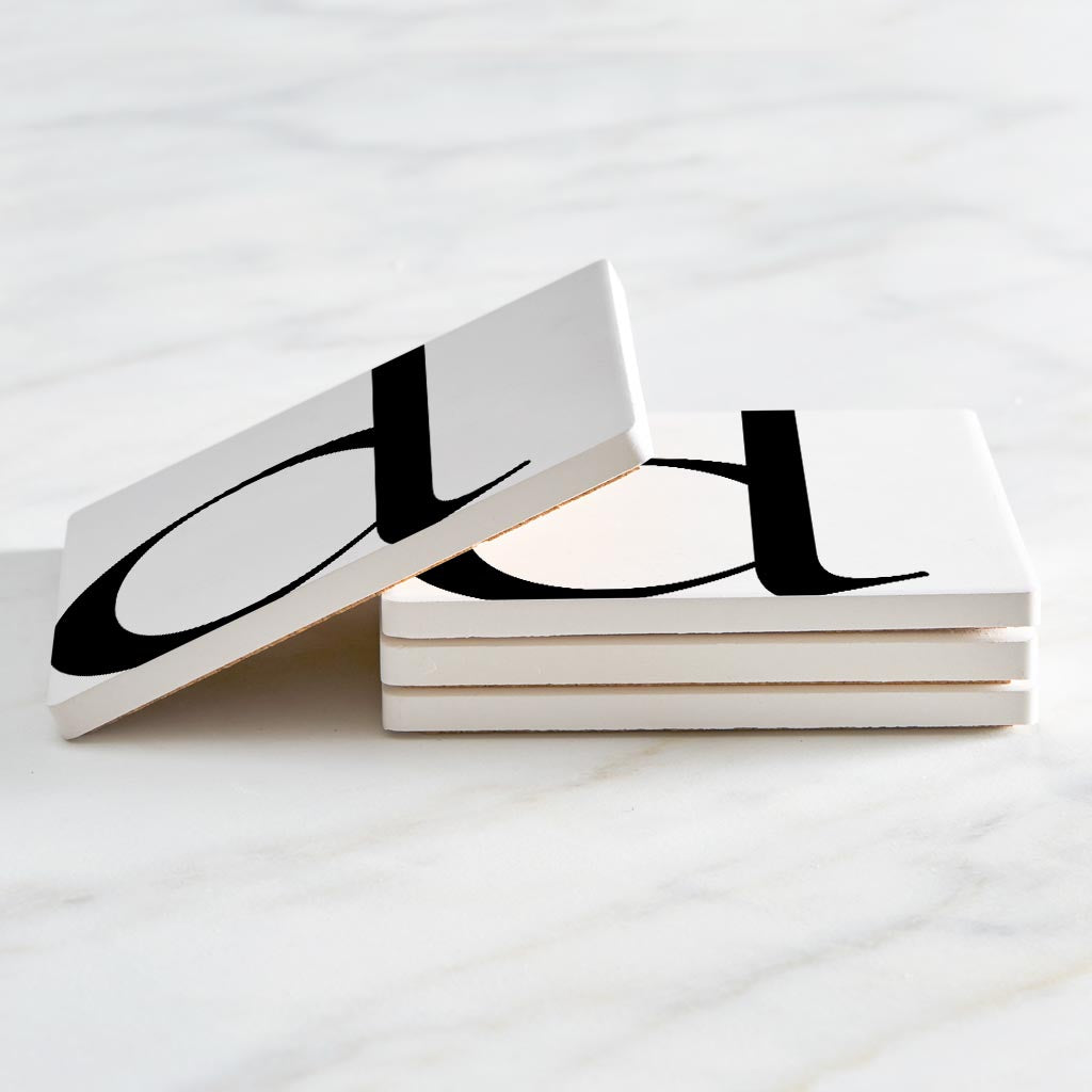 Minimal Monogram D | Absorbent Coasters | Set of 4 | Min 2