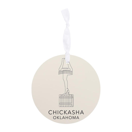 Modern Minimalist Oklahoma Chickasha Leg Lamp | Wood Ornament | Eaches | Min 6