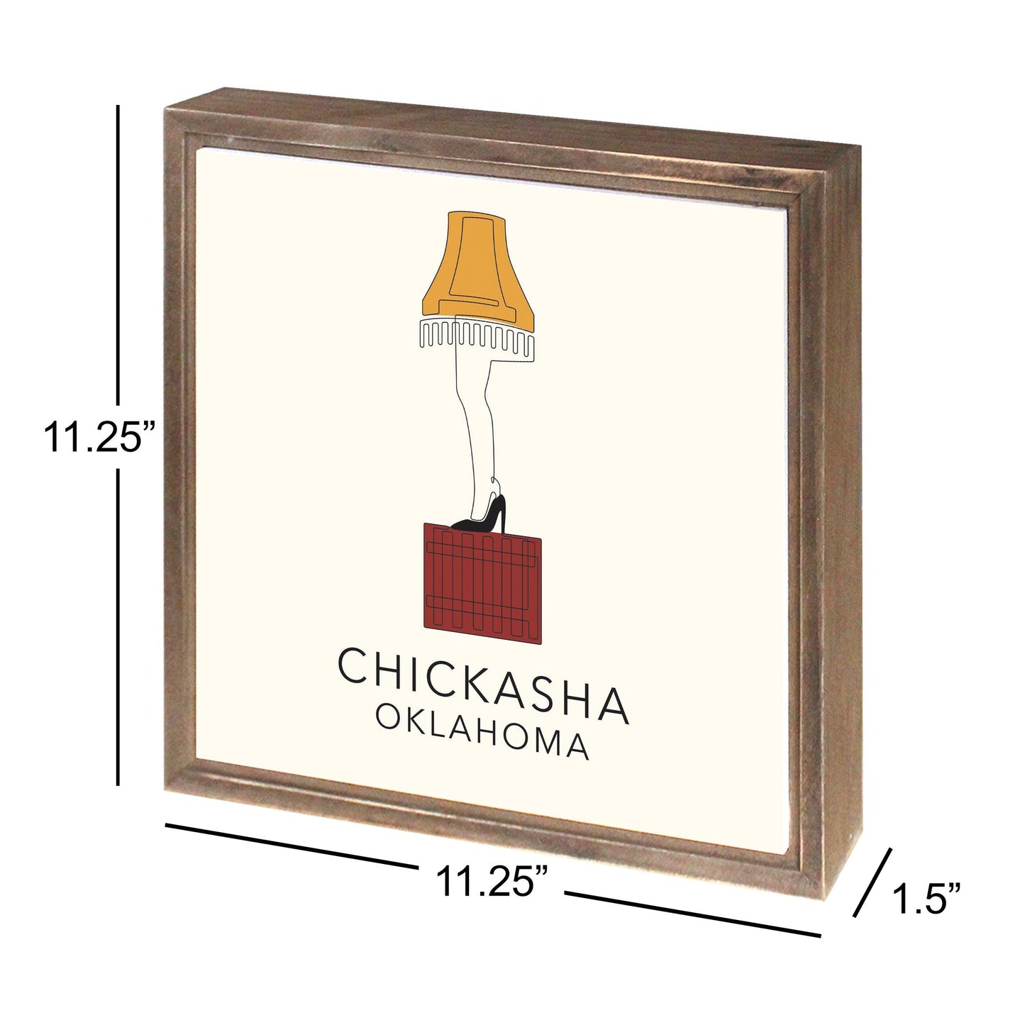 Modern Minimalist Oklahoma Colorful Chickasha Leg Lamp | Wood Sign | Eaches | Min 1