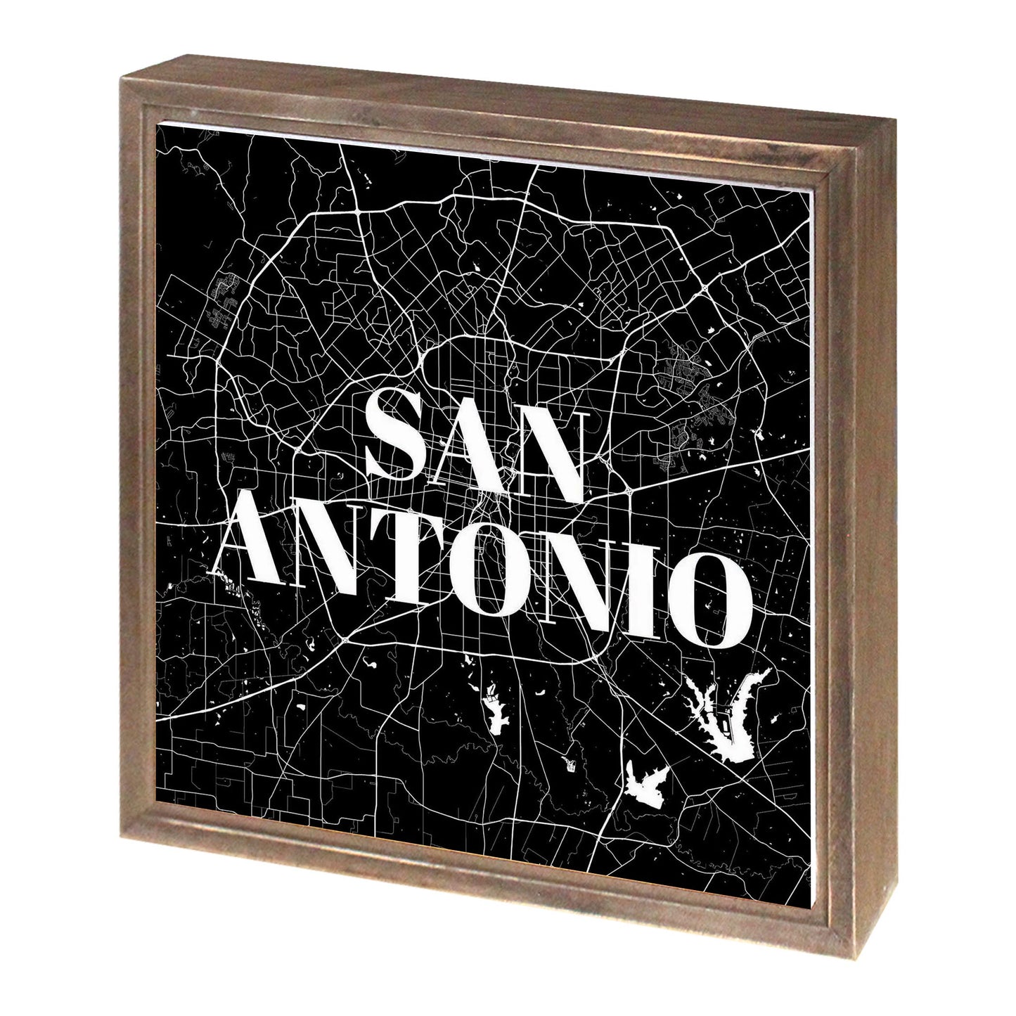 Minimalistic B&W Texas San Antonio Map | Wood Sign | Eaches | Min 1