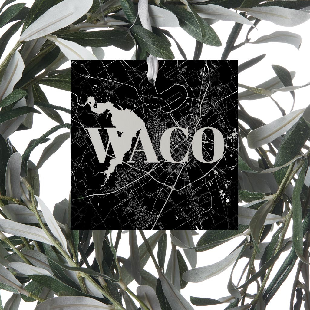 Minimalistic B&W Texas Waco Map | Wood Ornament | Eaches | Min 6