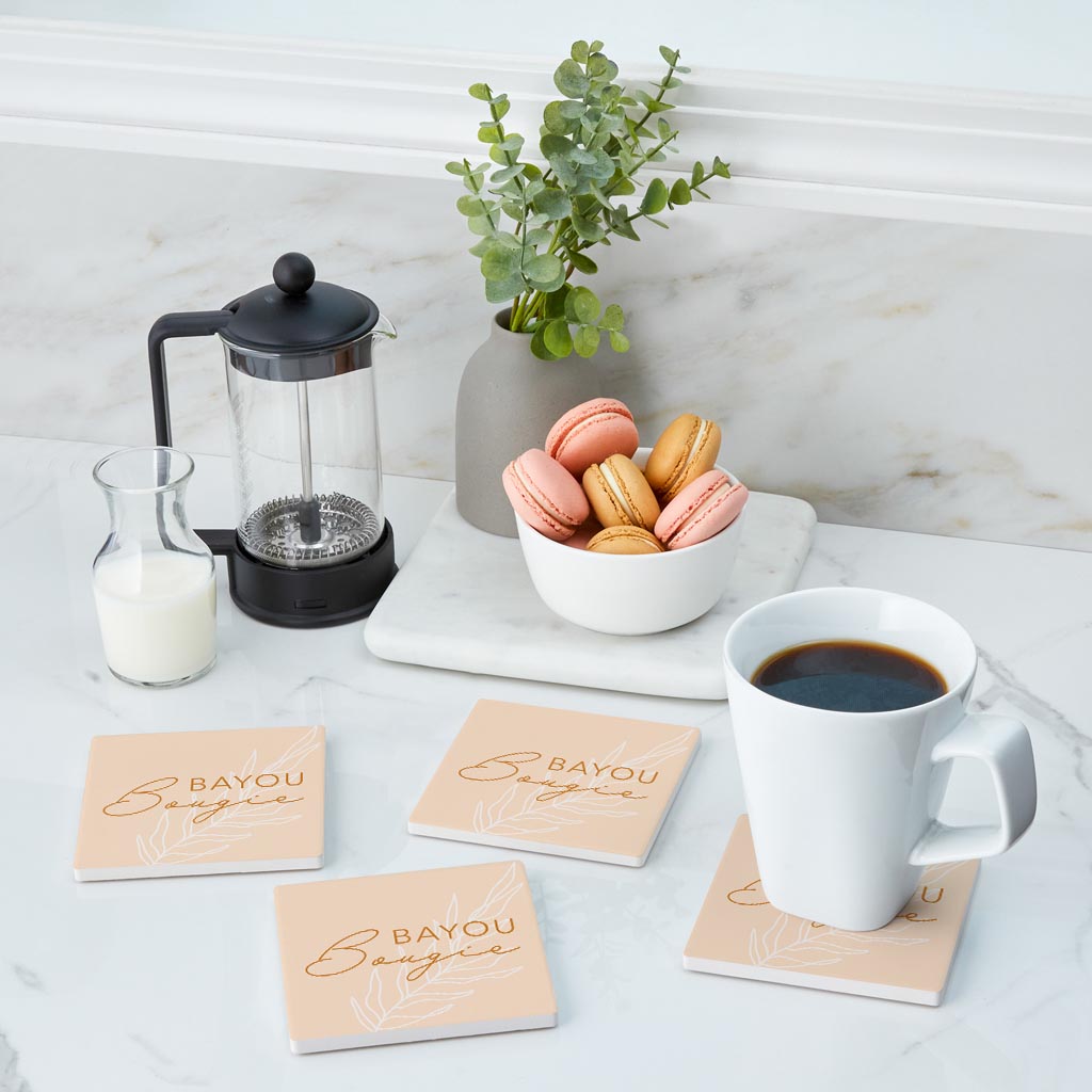 Modern Minimalist Louisiana Bayou Bougie | Absorbent Coasters | Set of 4 | Min 2