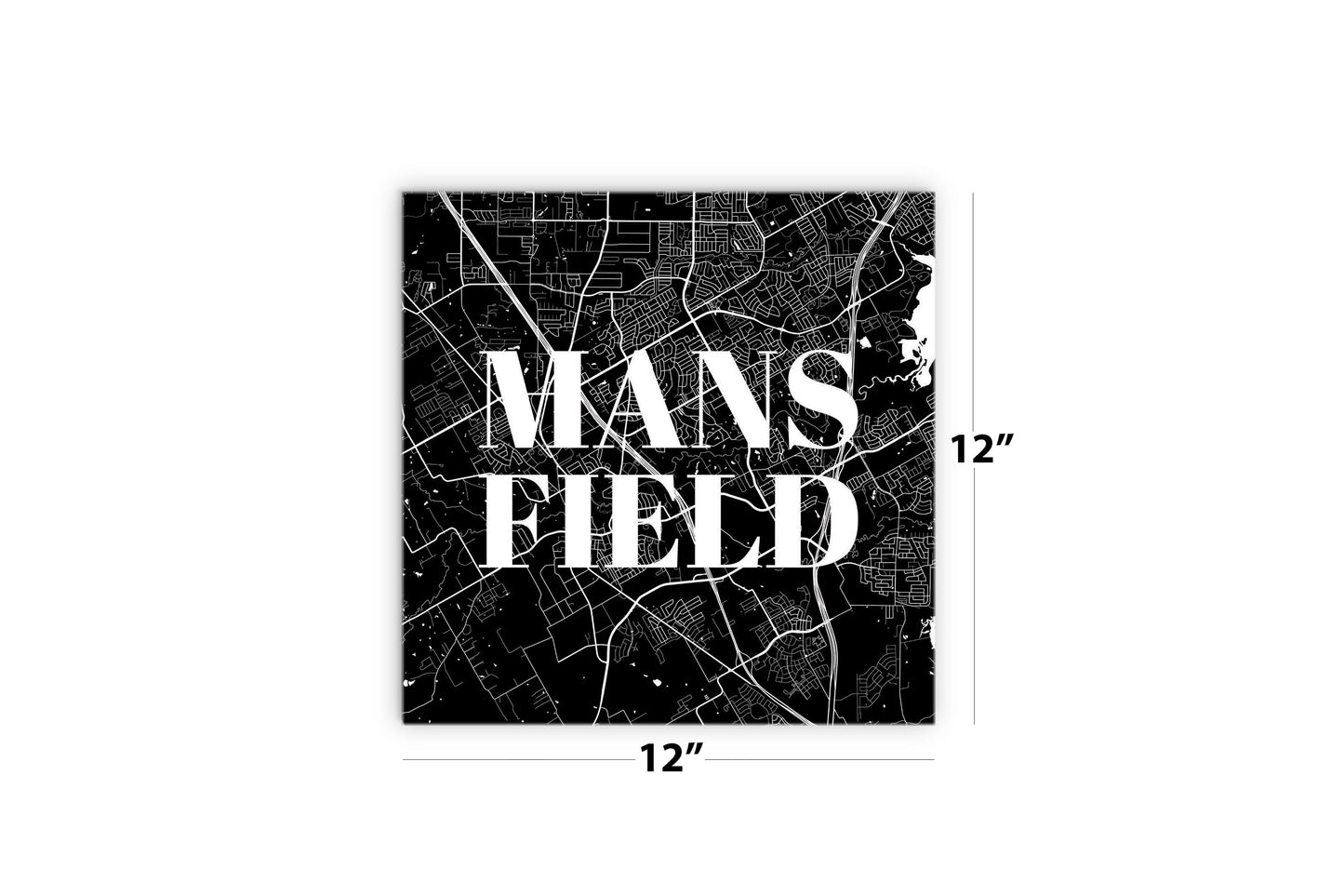 Minimalistic B&W Texas Mansfield Map | Wood Sign | Eaches | Min 2