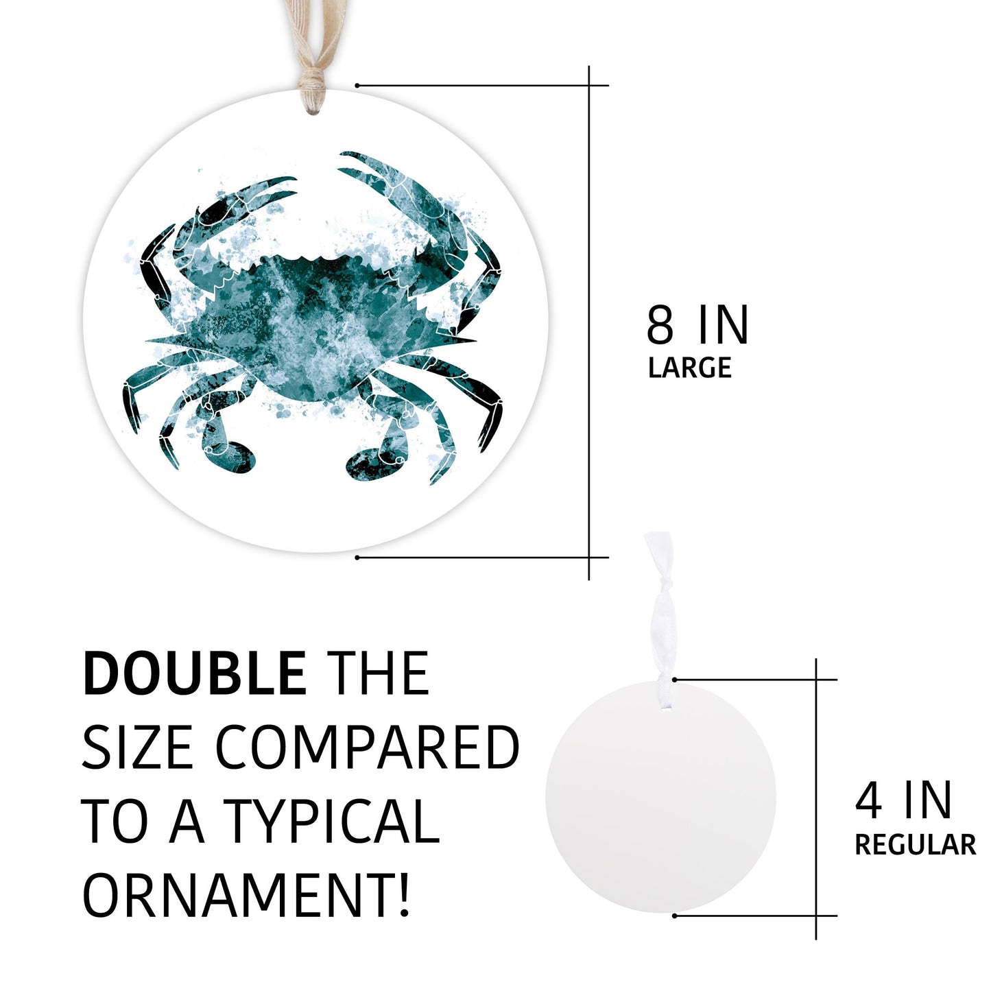 Blue White Water Color Blue Crab | Wood Ornament | Eaches | Min 1