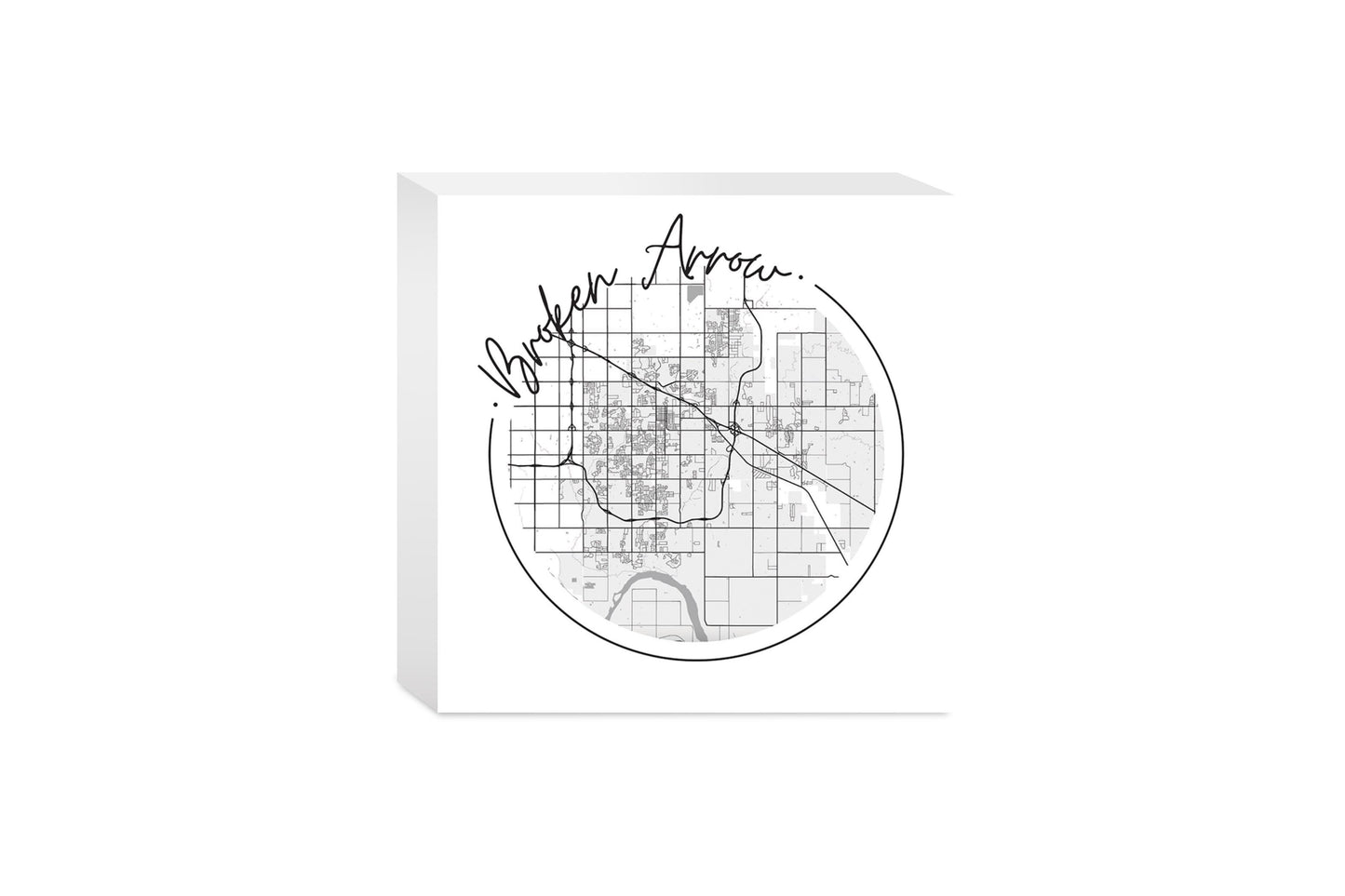 Modern Oklahoma Broken Arrow Map | Wood Block | Eaches | Min 4