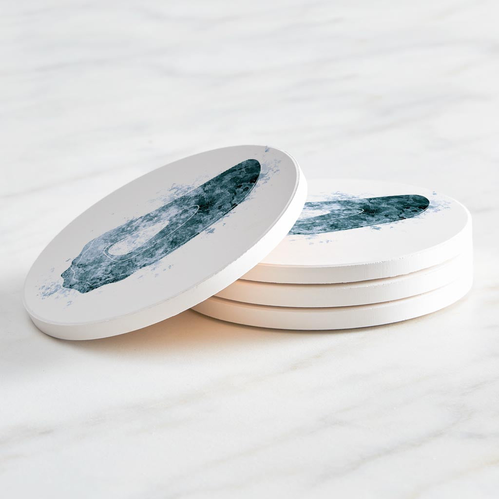 Blue White Water Color Oyster | Absorbent Coasters | Set of 4 | Min 2