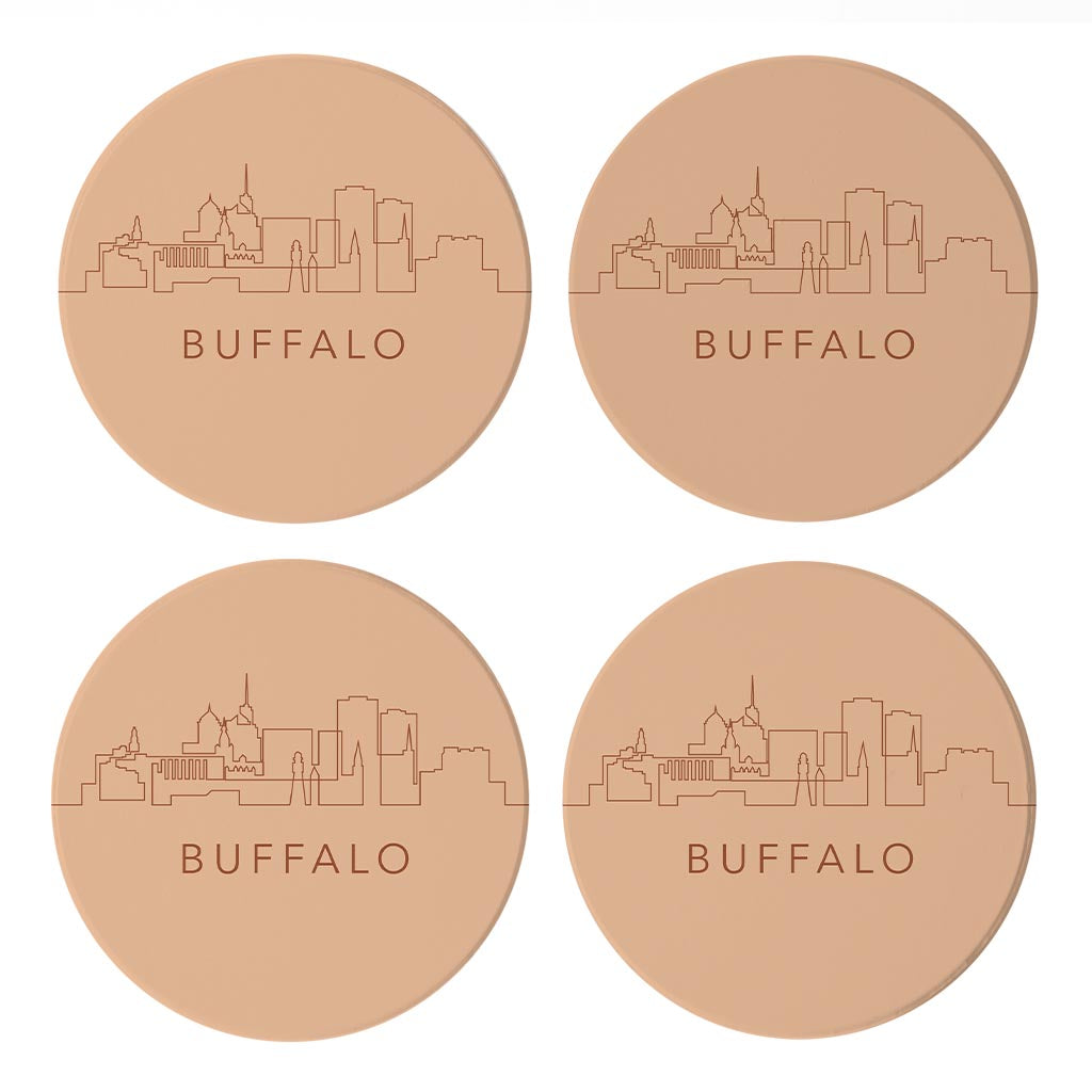 Modern Minimalistic New York Buffalo Skyline| Absorbent Coasters | Set of 4 | Min 2