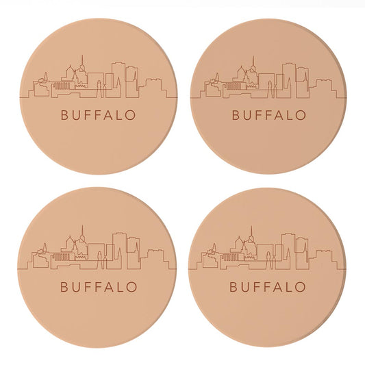 Modern Minimalistic New York Buffalo Skyline| Absorbent Coasters | Set of 4 | Min 2