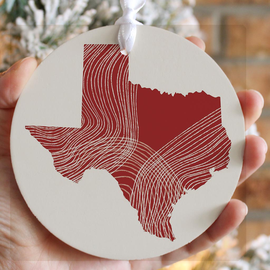 Modern Minimalist Texas Fluid Line State Shape | Wood Ornament | Eaches | Min 6