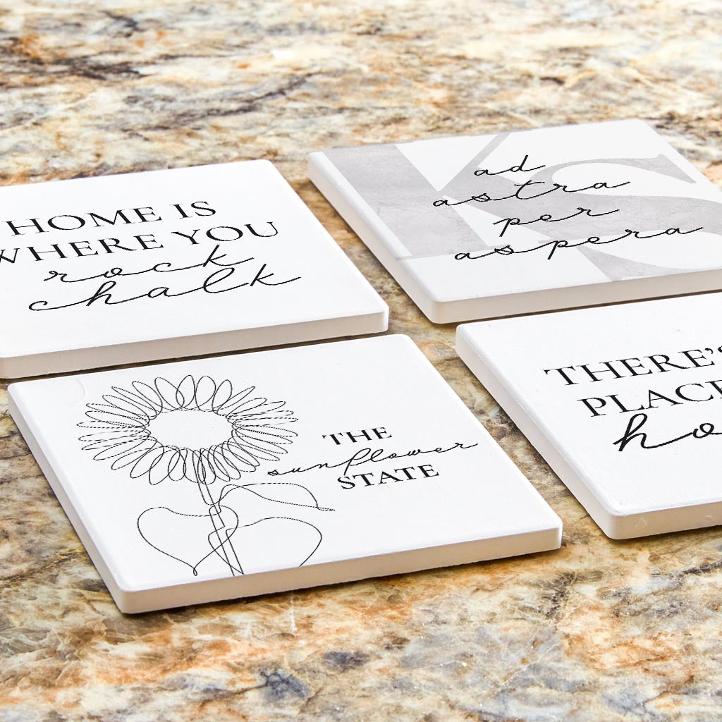 Minimalist B&W Kansas Quotes | Absorbent Coasters | Set of 4 | Min 2