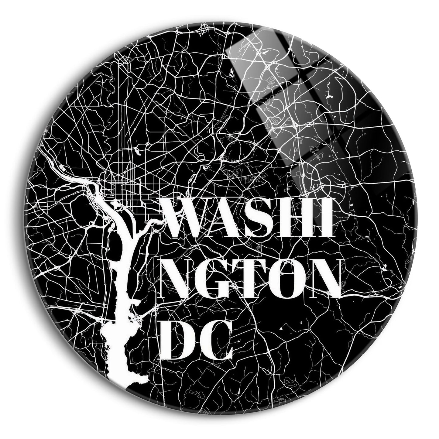 Minimalistic B&W Washington Dc Map | Hi-Def Glass Art | Eaches | Min 1