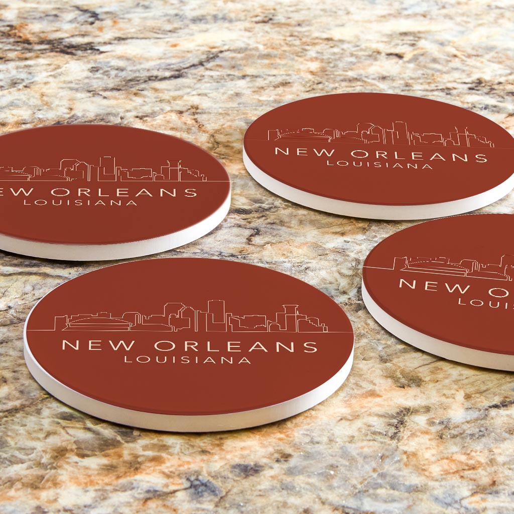 Louisiana Colorful New Orleans Skyline| Absorbent Coasters | Set of 4 | Min 2