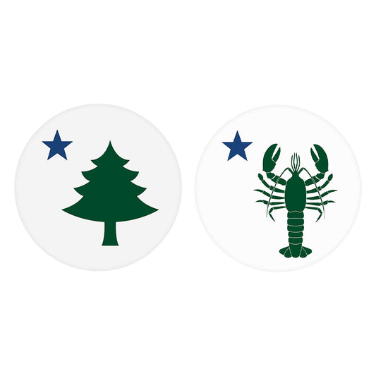 New England Star With Tree Lobster| Absorbent Car Coasters | Set of 2 | Min 4