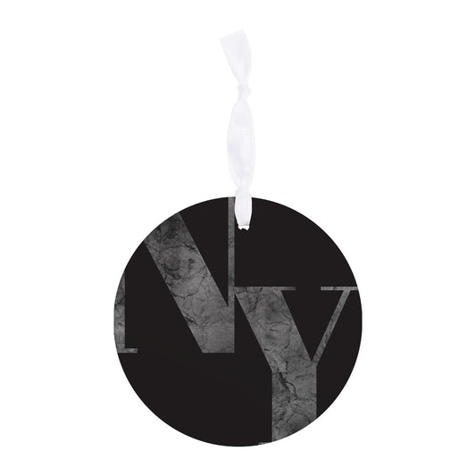 Minimalistic B&W New York Black Initials | Wood Ornament | Eaches | Min 6