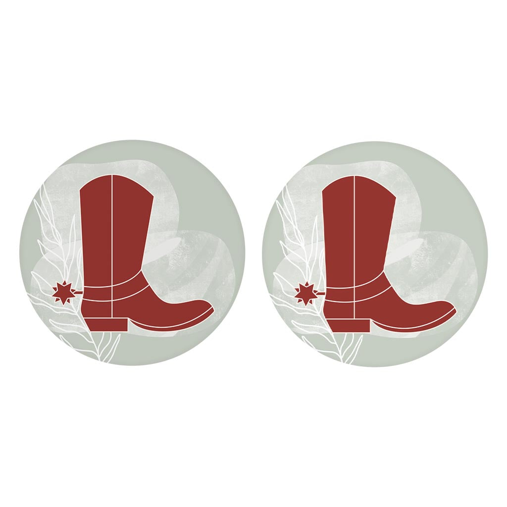 Modern Minimalist Oklahoma Boot | Absorbent Car Coasters | Set of 2 | Min 4