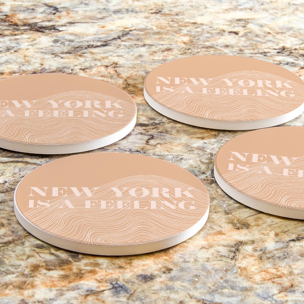 Modern Minimalist New York Is A Feeling | Absorbent Coasters | Set of 4 | Min 2