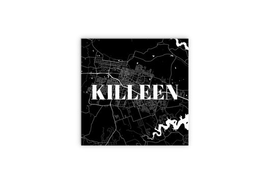 Minimalistic B&W Texas Killeen Map | Wood Sign | Eaches | Min 2