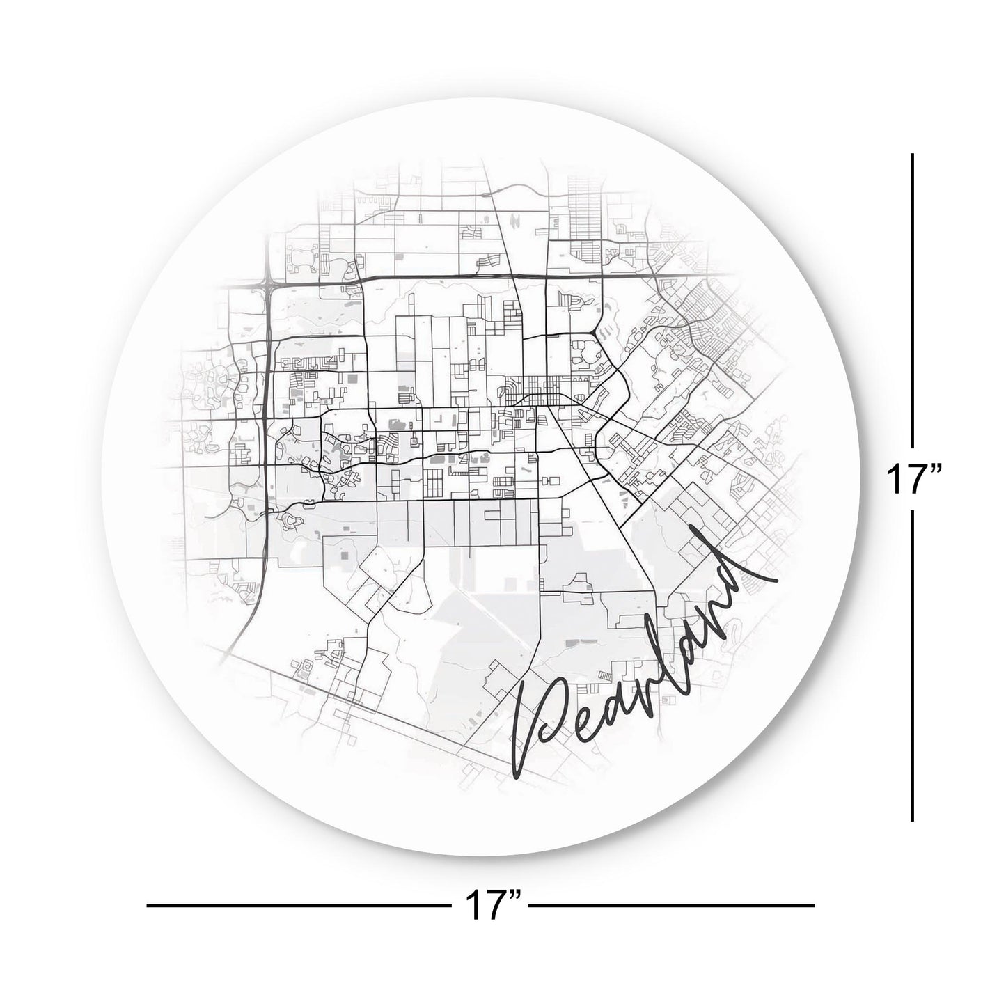 Minimalistic B&W Texas Pearland City Circle Map | Wood Sign | Eaches | Min 1