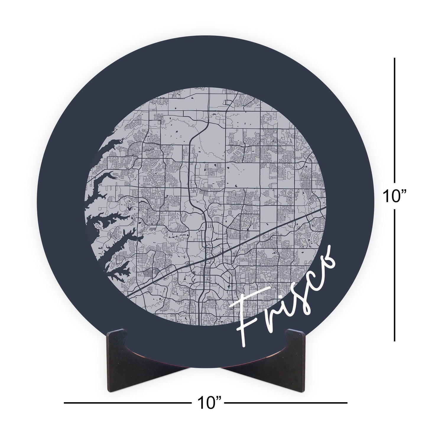 Modern Minimalist Texas Colors Frisco Circle Map | Wood Sign | Eaches | Min 1