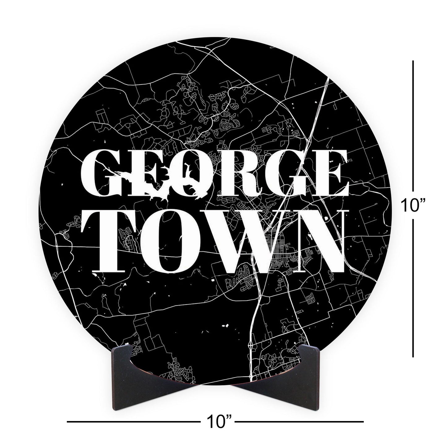 Minimalistic B&W Texas Georgetown Map | Wood Sign | Eaches | Min 1