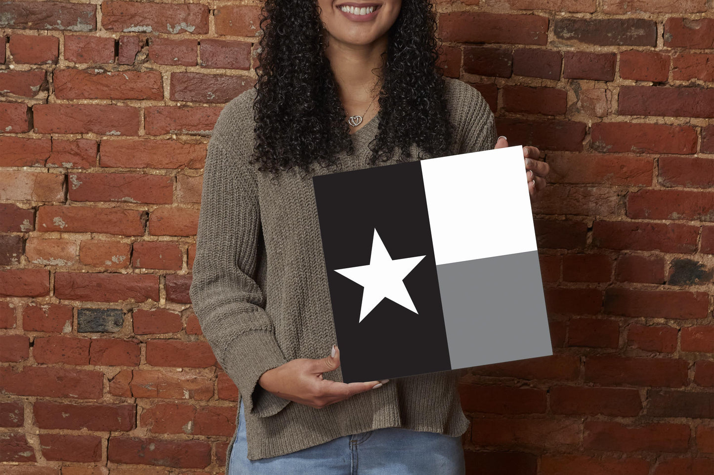 Minimalistic B&W Texas State Flag | Wood Sign | Eaches | Min 2