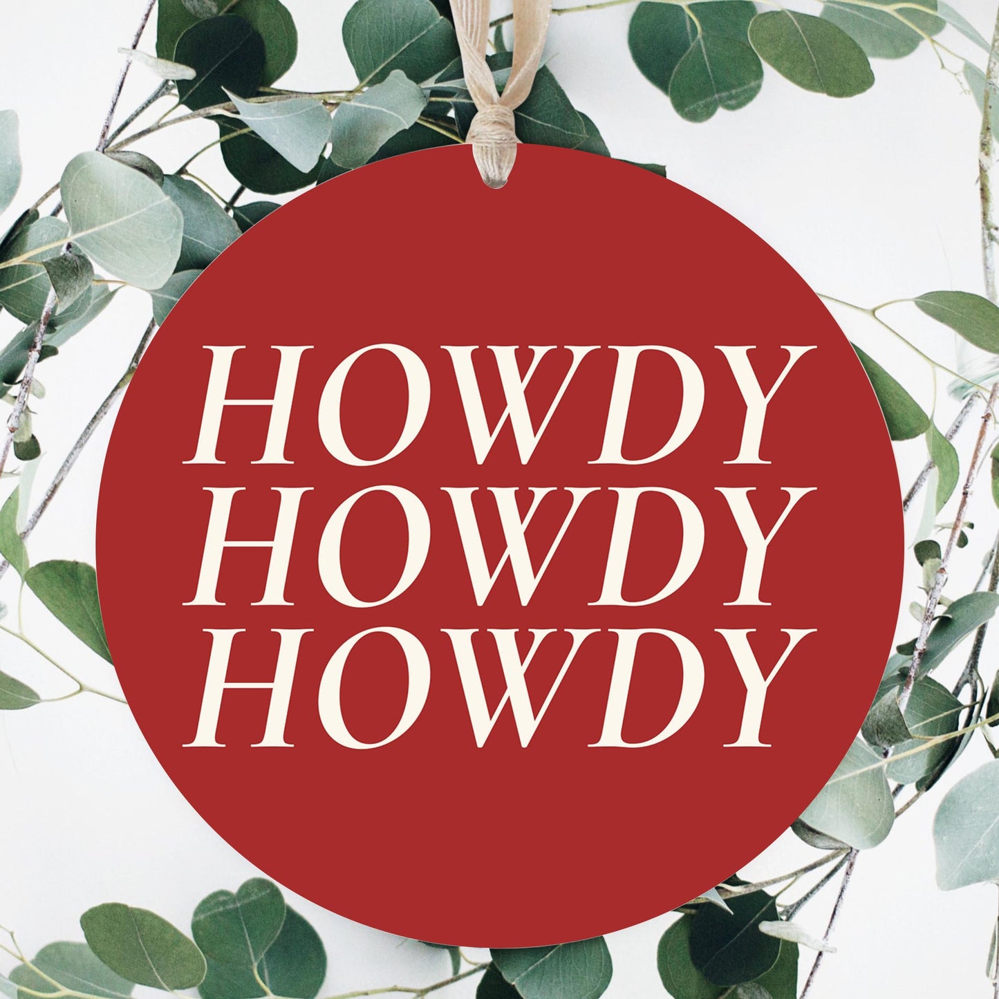 Modern Minimalist Texas Colors Howdy | Wood Ornament | Eaches | Min 1