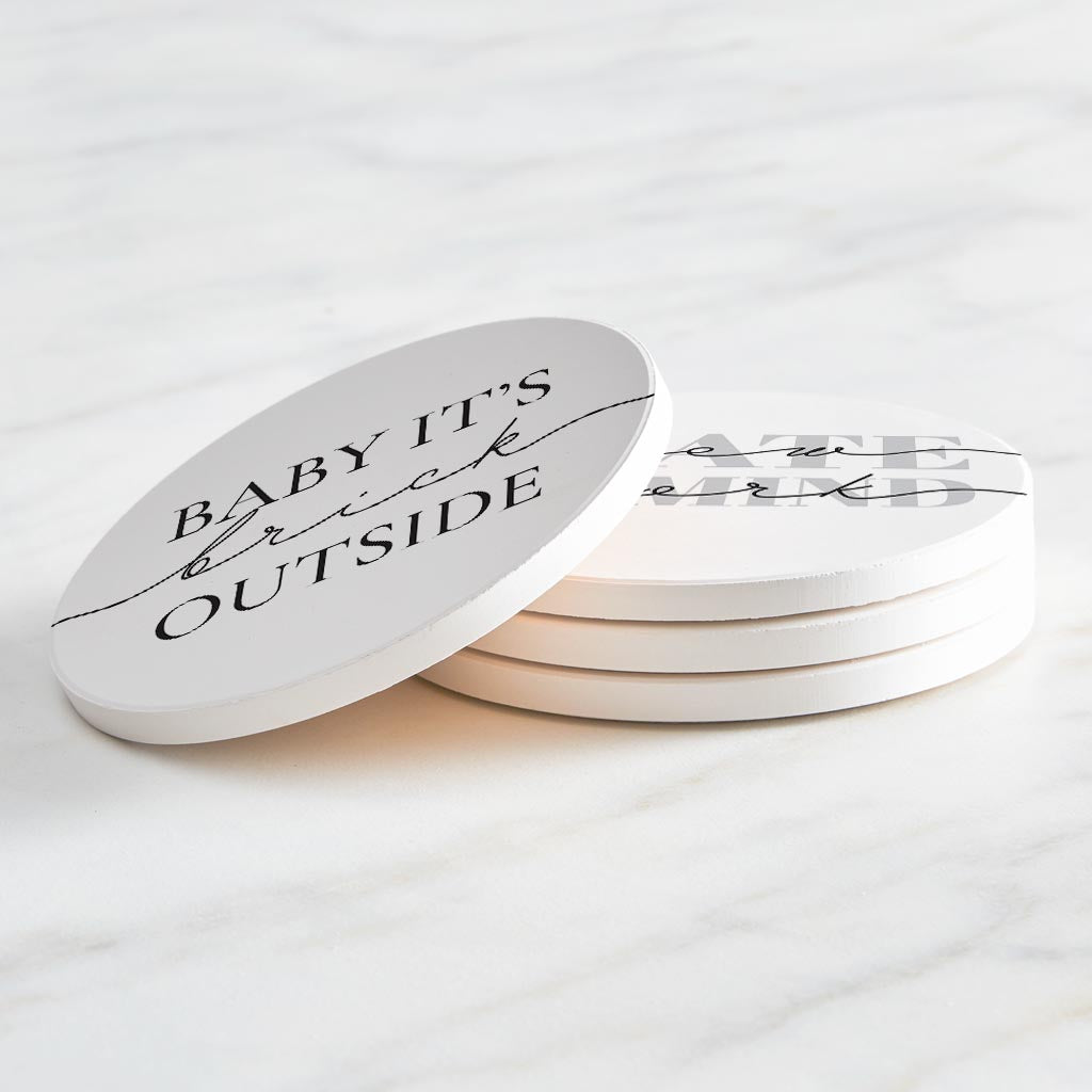 Minimalistic B&W New York Quips| Absorbent Coasters | Set of 4 | Min 2