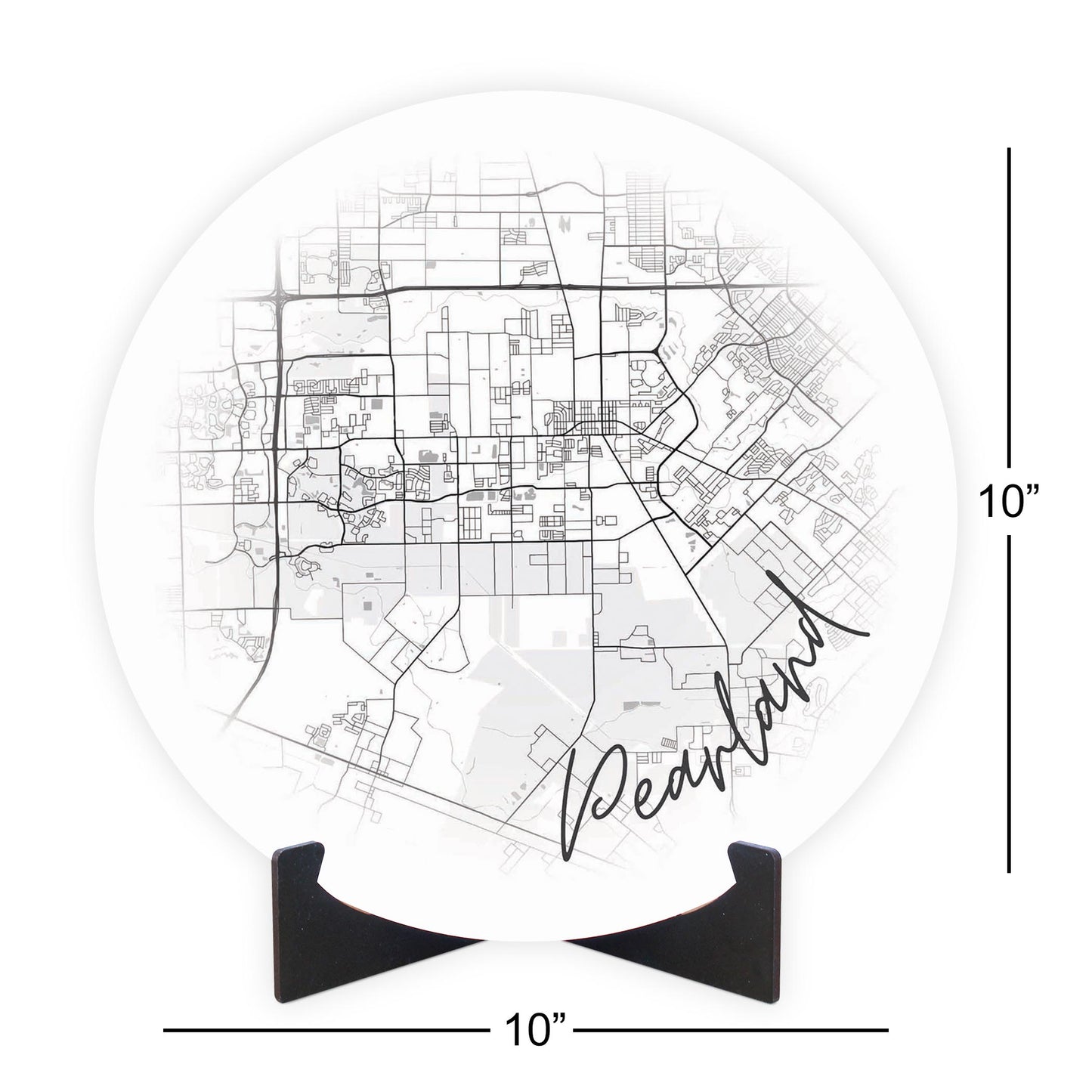 Minimalistic B&W Texas Pearland City Circle Map | Wood Sign | Eaches | Min 1