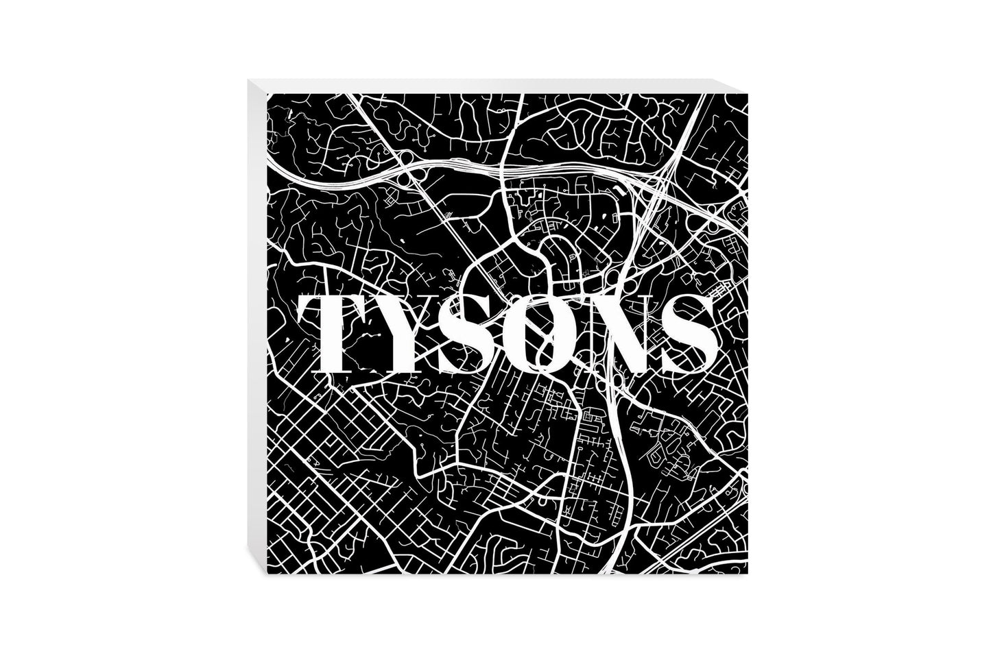 Minimalistic B&W Virginia Tysons Map | Wood Block | Eaches | Min 2