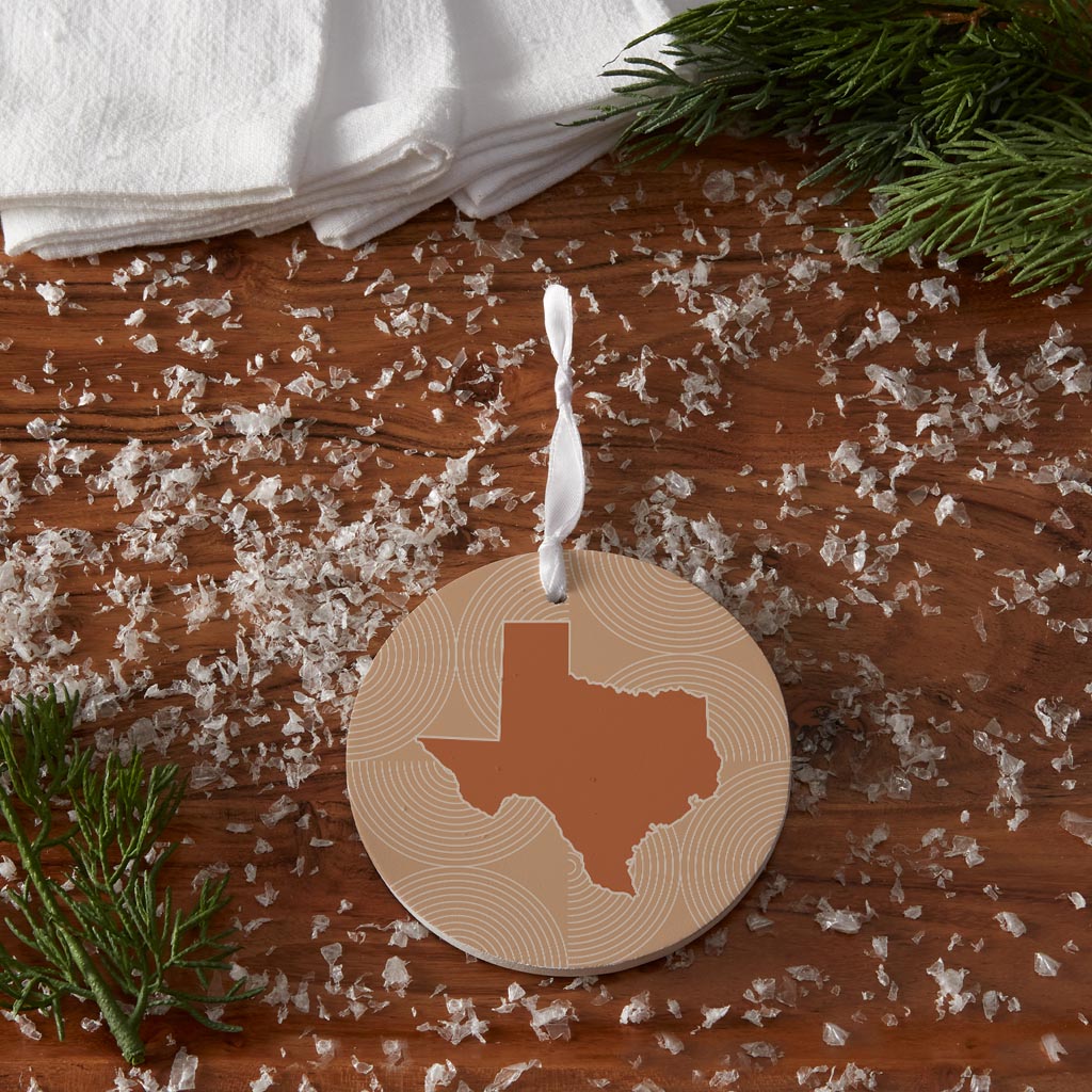 Modern Minimalist Texas State Shape With Pattern | Wood Ornament | Eaches | Min 6