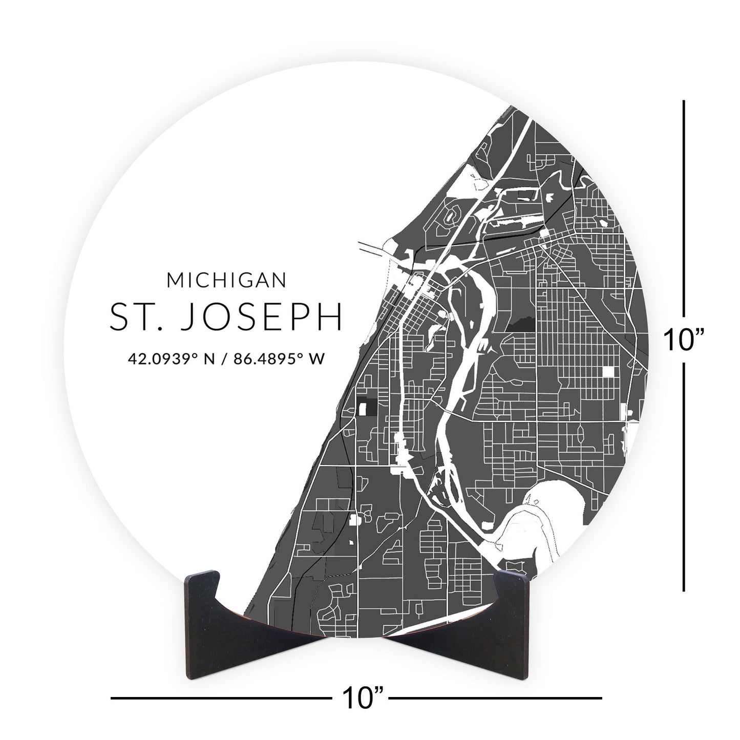 St Joseph Black And White Map | Wood Sign | Eaches | Min 1