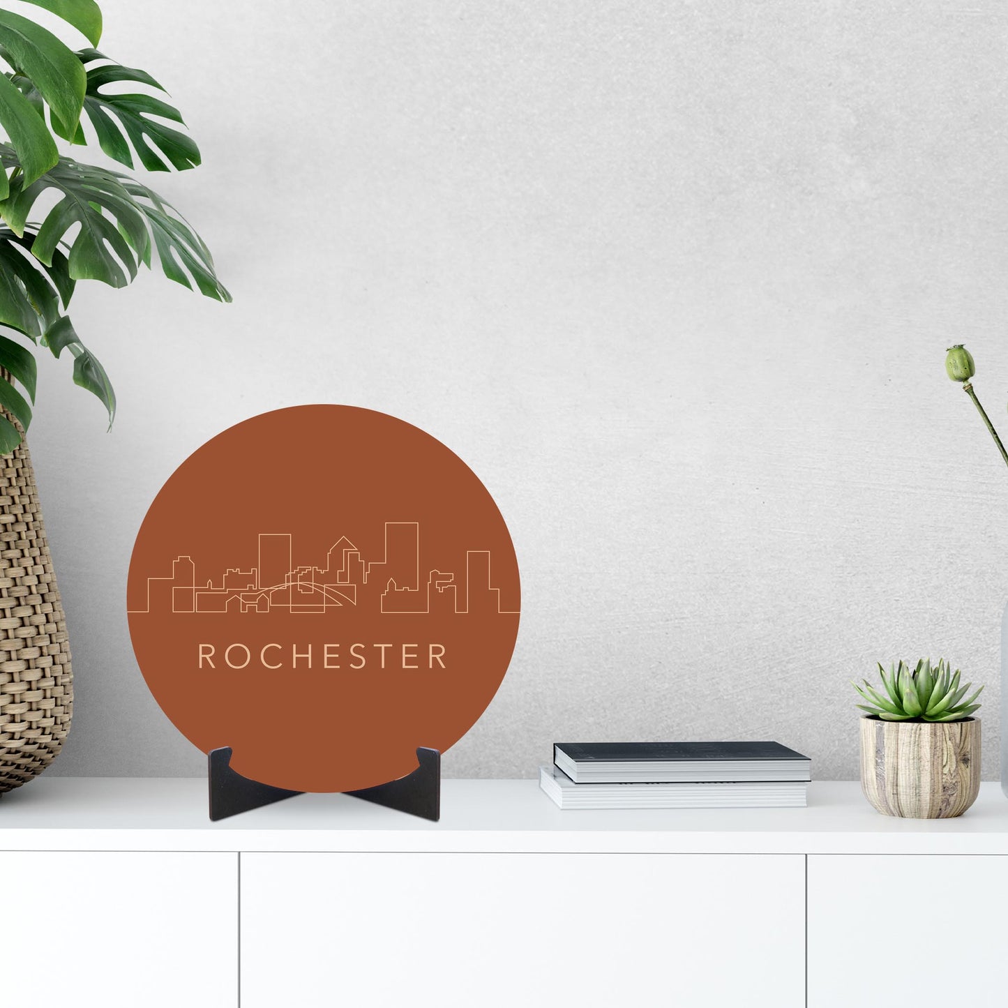 Modern Minimalist New York Rochester Skyline | Wood Sign | Eaches | Min 1