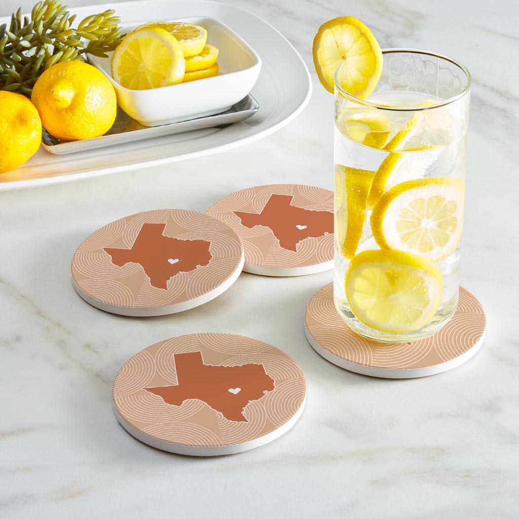 Modern Minimalist Texas Austin Heart | Absorbent Coasters | Set of 4 | Min 2