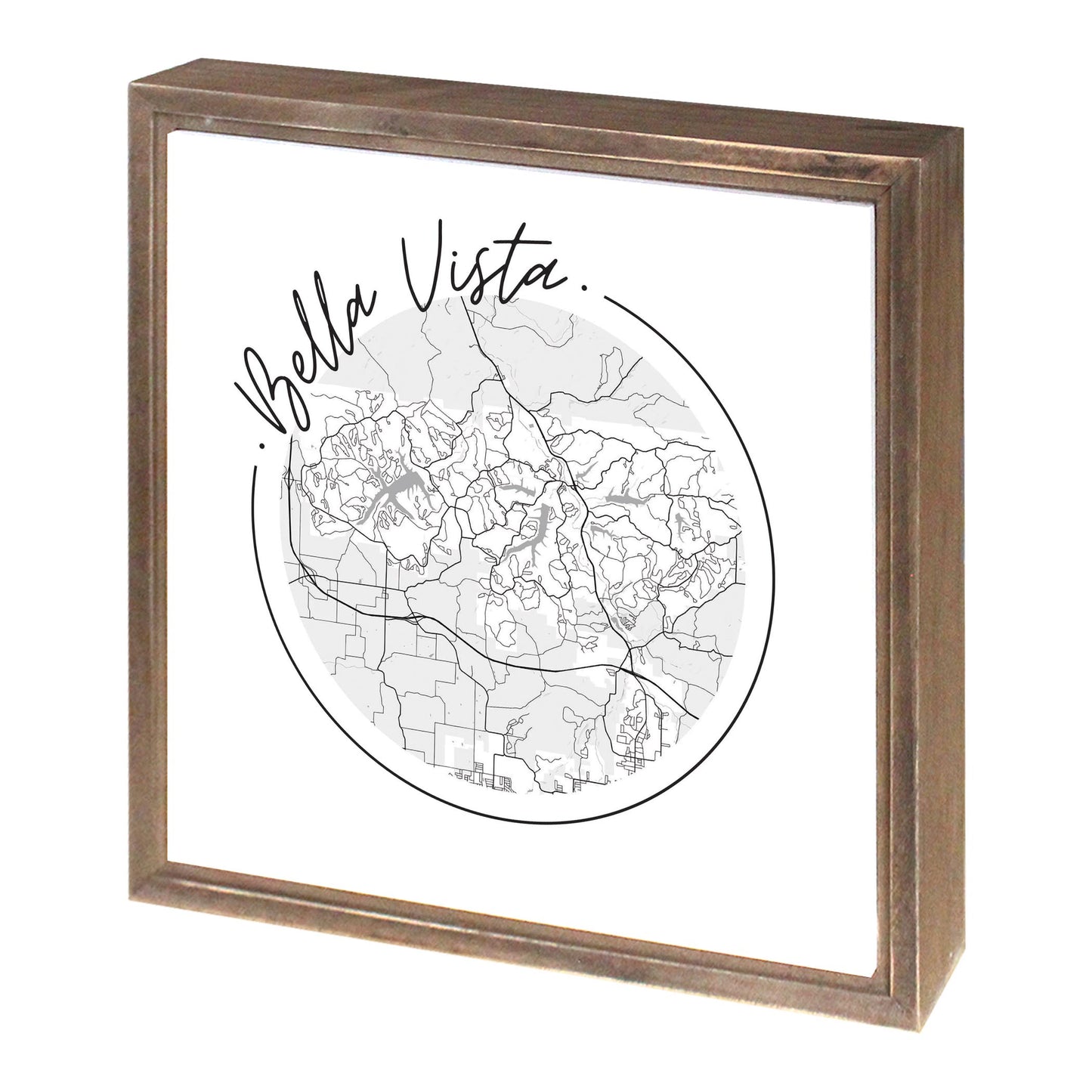 Minimalist B&W Arkansas Bella Vista Circle Map | Wood Sign | Eaches | Min 1