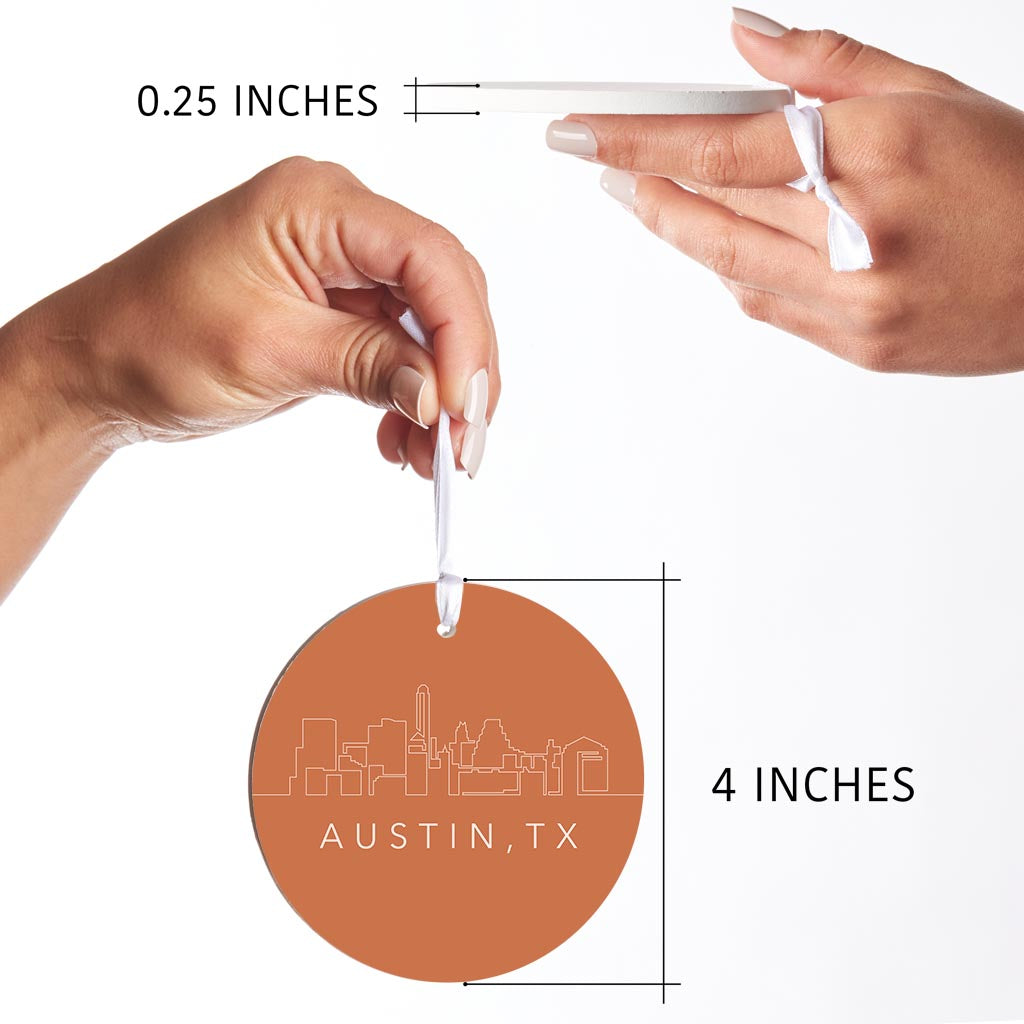 Modern Minimalist Texas Austin Skyline | Wood Ornament | Eaches | Min 6