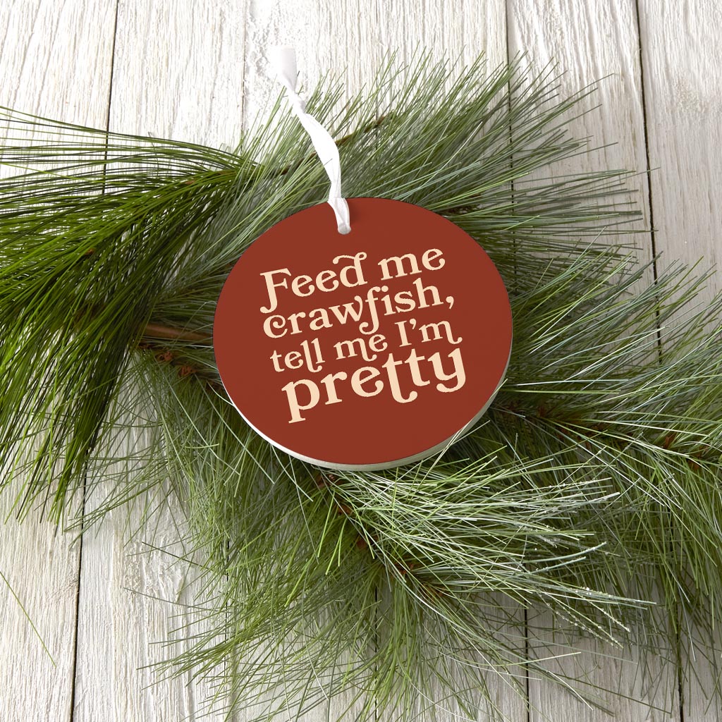 Modern Minimalist Louisiana Feed Me Crawfish | Wood Ornament | Eaches | Min 6