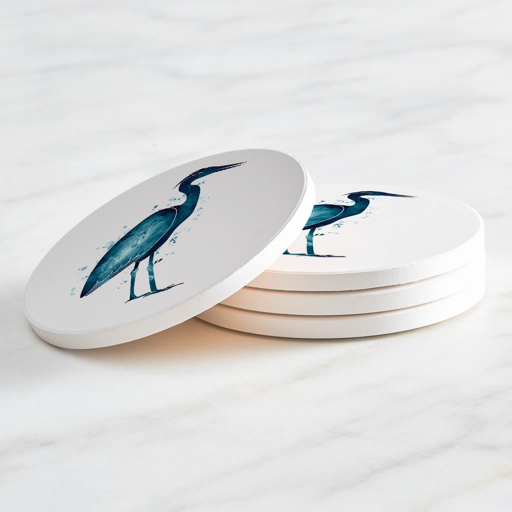 New England Water Color Heron | Absorbent Coasters | Set of 4 | Min 2