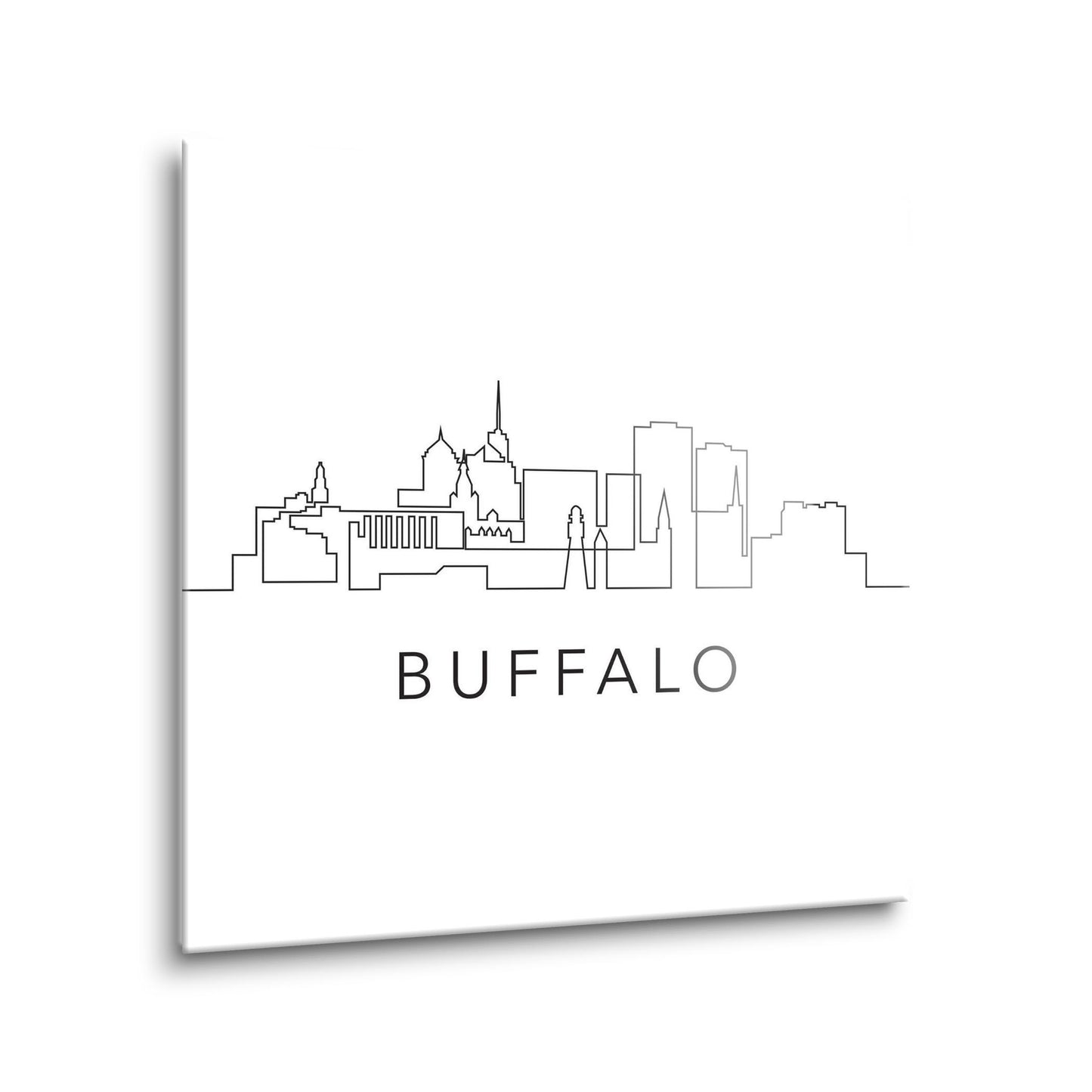 Minimalistic B&W New York Buffalo Skyline | Hi-Def Glass Art | Eaches | Min 1