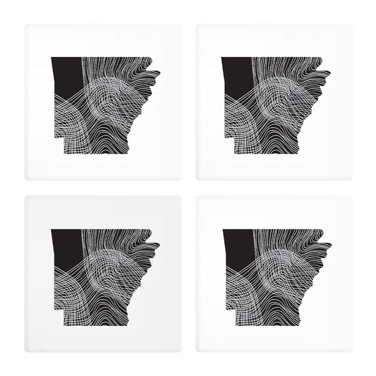 B&W Minimalist Arkansas Fluid Lines | Absorbent Coasters | Set of 4 | Min 2