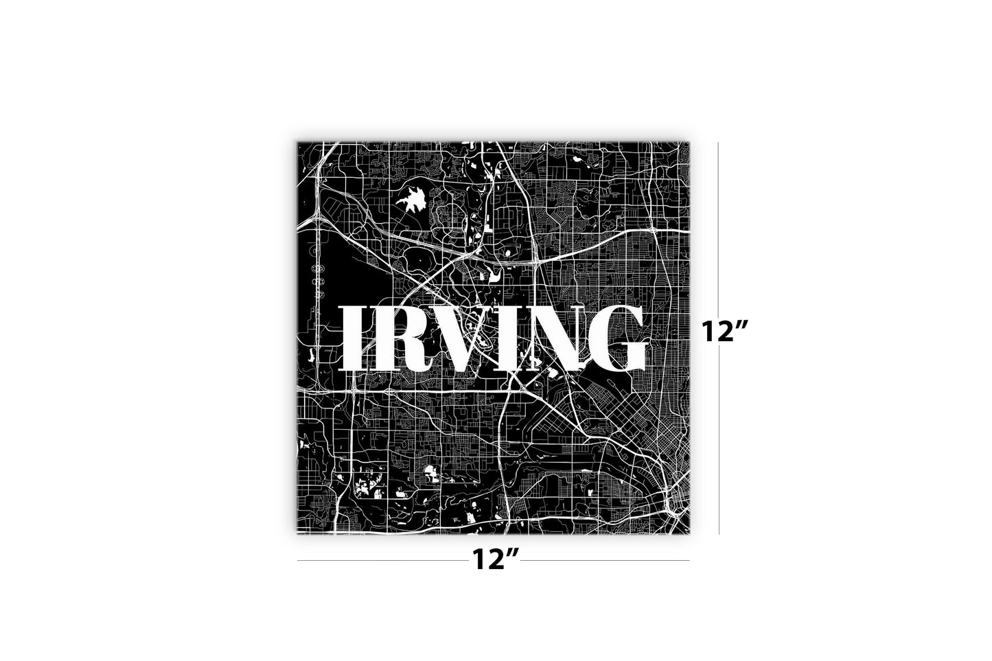 Minimalistic B&W Texas Irving Map | Wood Sign | Eaches | Min 2