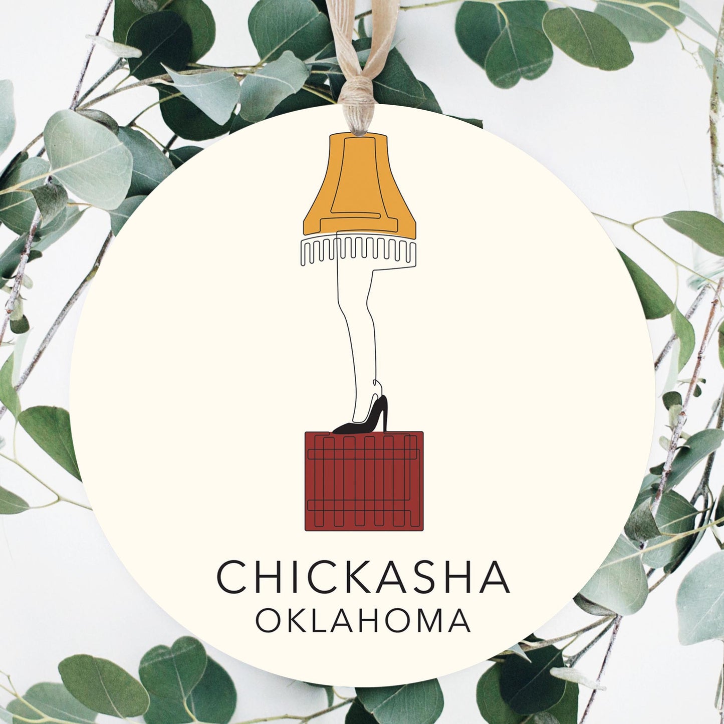 Modern Minimalist Oklahoma Colorful Chickasha Leg Lamp | Wood Ornament | Eaches | Min 1