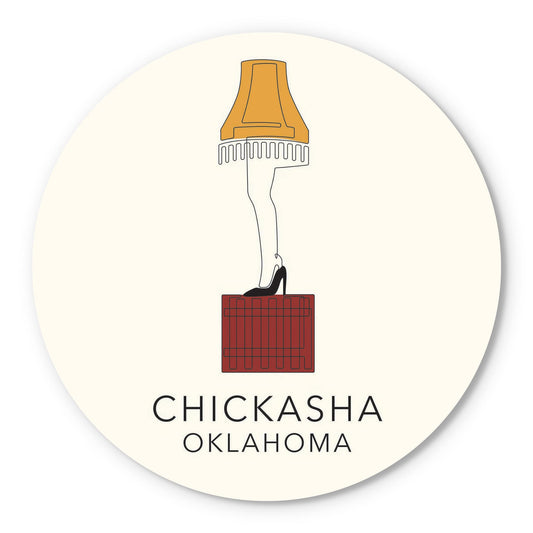 Modern Minimalist Oklahoma Colorful Chickasha Leg Lamp | Wood Sign | Eaches | Min 1