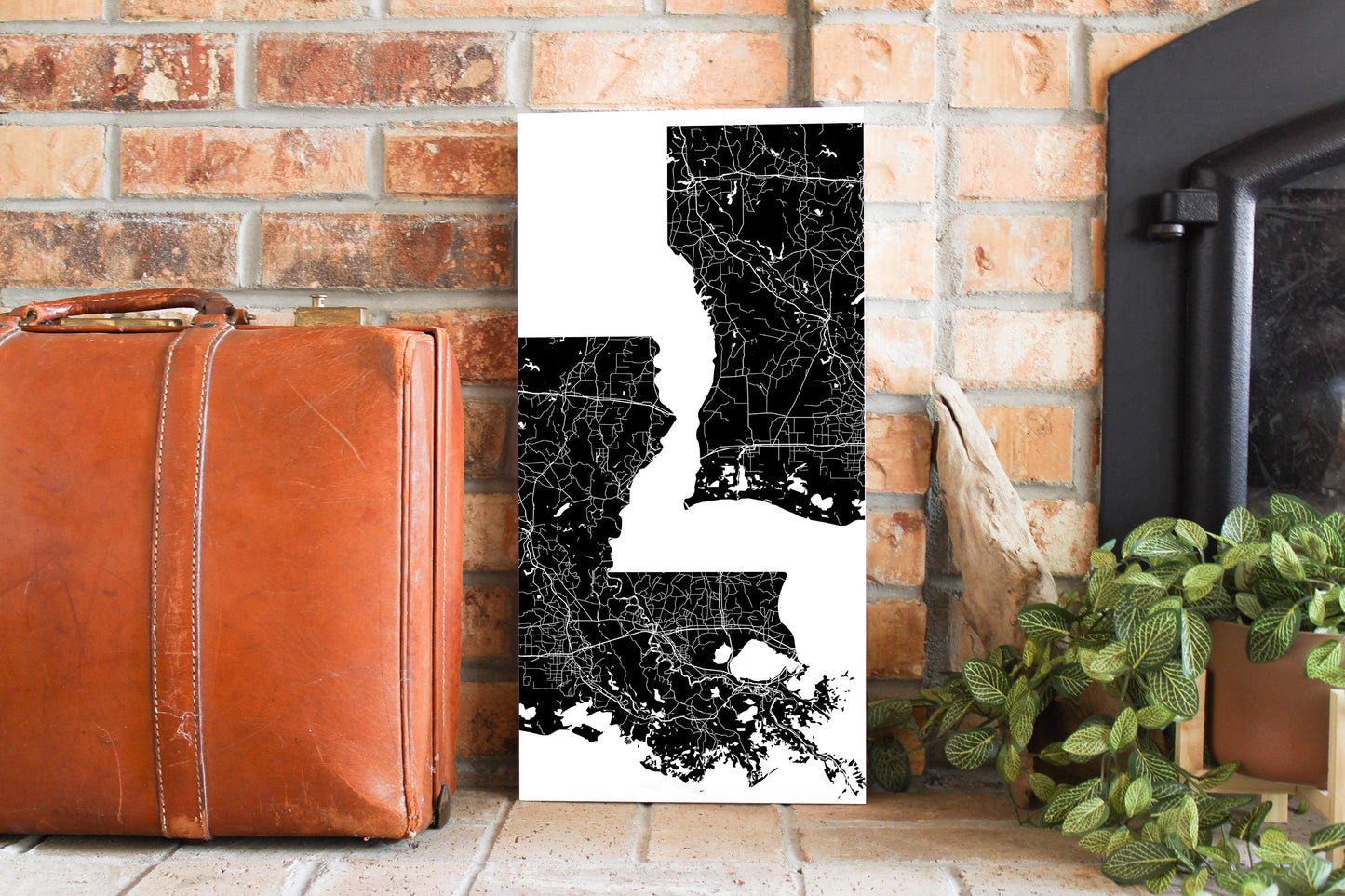 Modern Louisiana State Shape With Map | Wood Sign | Eaches | Min 2