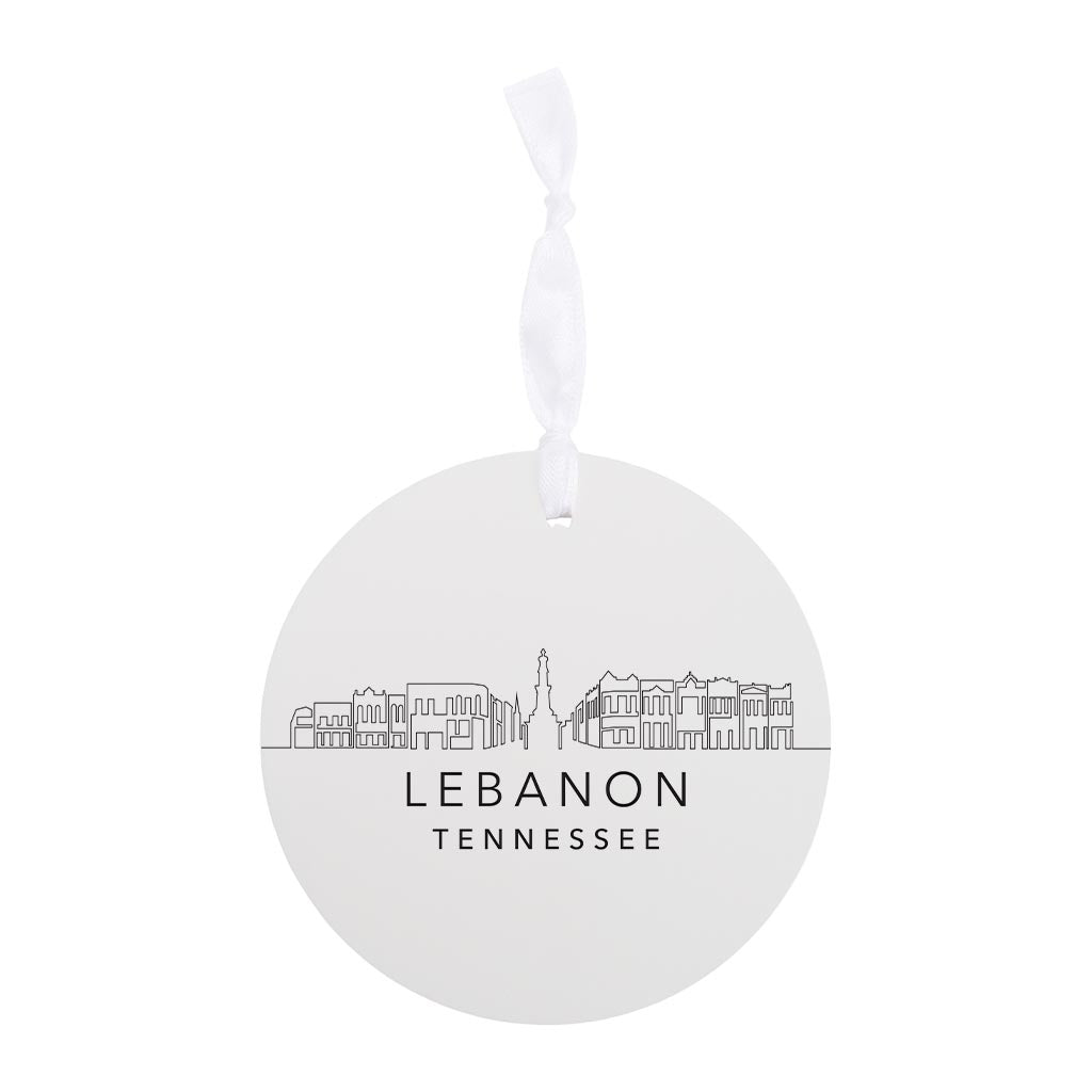 Minimalist B&W Tennessee Lebanon Skyline | Wood Ornament | Eaches | Min 6