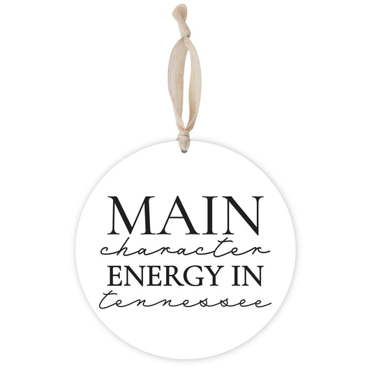 Minimalist B&W Tennessee Main Character Energy | Wood Ornament | Eaches | Min 1