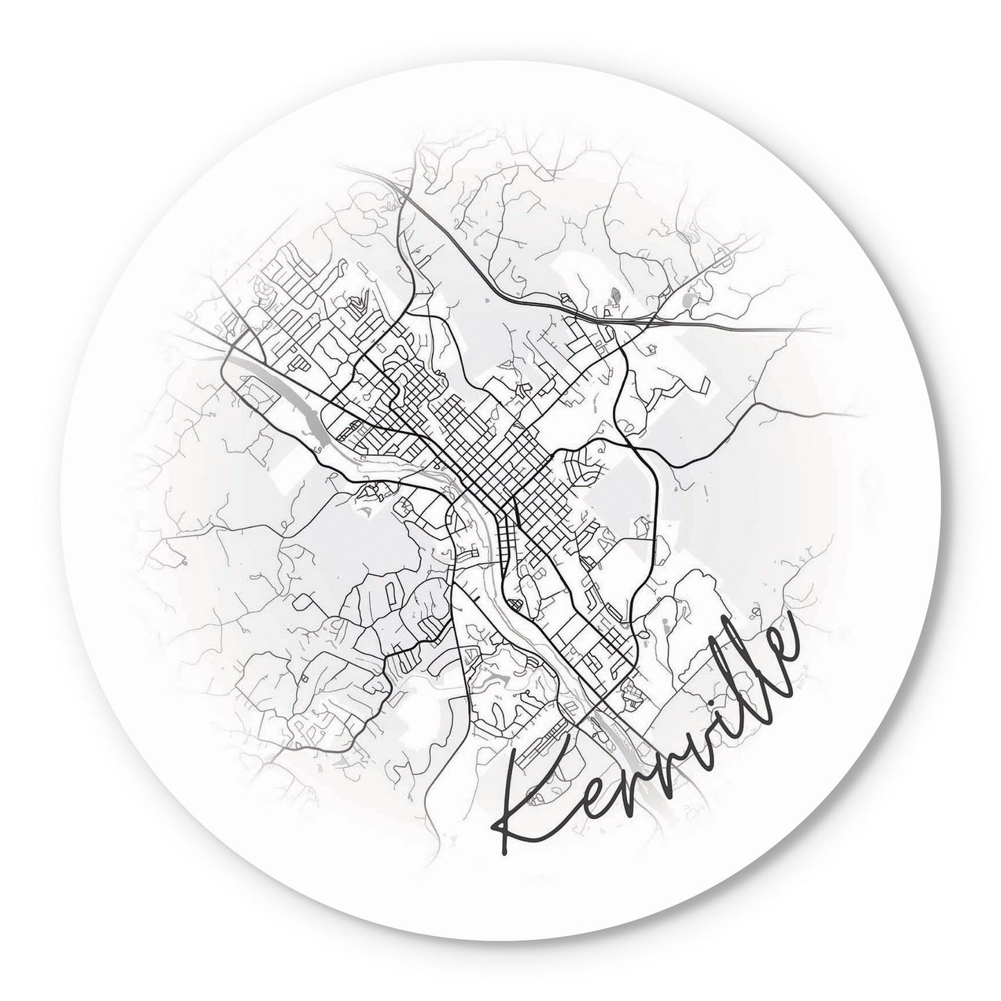 Minimalistic B&W Texas Kerrville Circle Map | Wood Sign | Eaches | Min 1