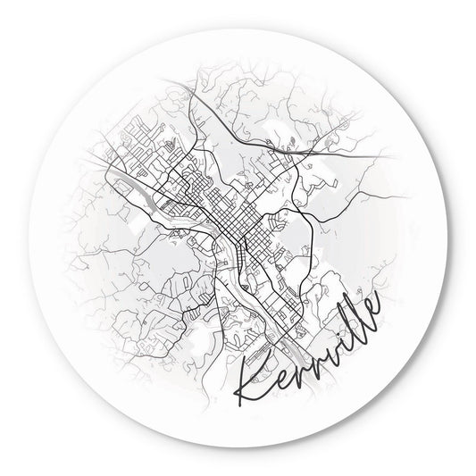 Minimalistic B&W Texas Kerrville Circle Map | Wood Sign | Eaches | Min 1